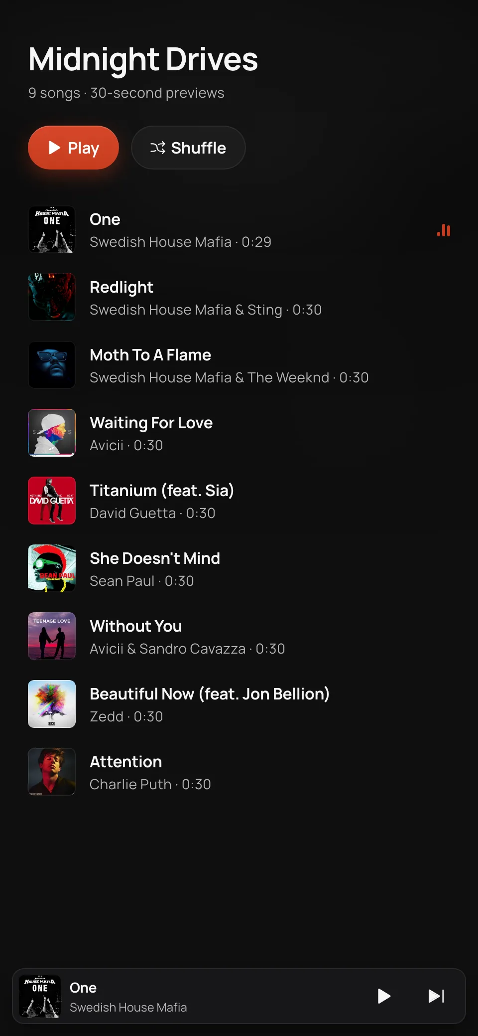 Now Playing preview
